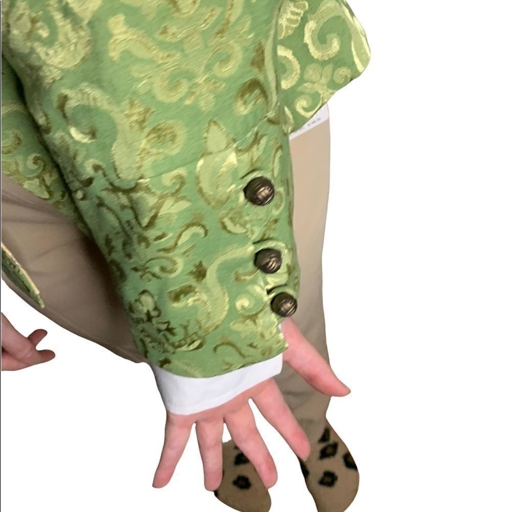 Vintage-Style Green & Gold Brocade Mandarin Jacket | Disney | Small | China - Picture 10 of 11